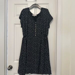 LOFT pintucked tie waist dress size L